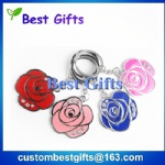 custom design flower shaped metal keychain, flower keychain with custom design