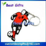 PVC custom made keychain, custom football player keychain